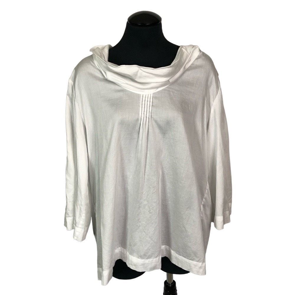 Soft Surroundings Cotton White Cowl‎ Neck Blouse - Women’s L